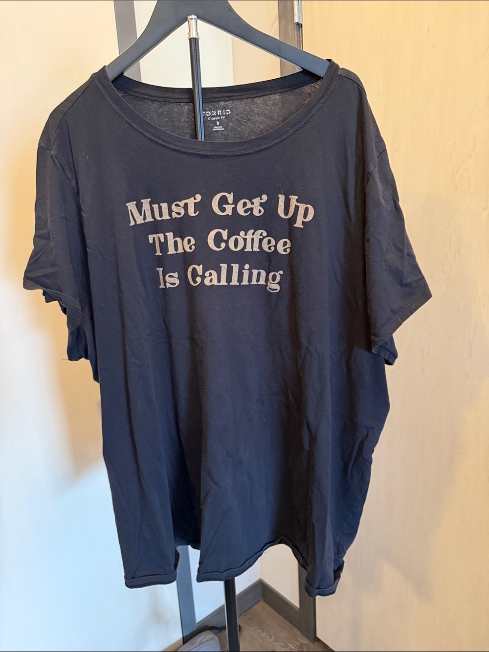 torrid Black Short Sleeve Graphic Tee - Coffee Slogan